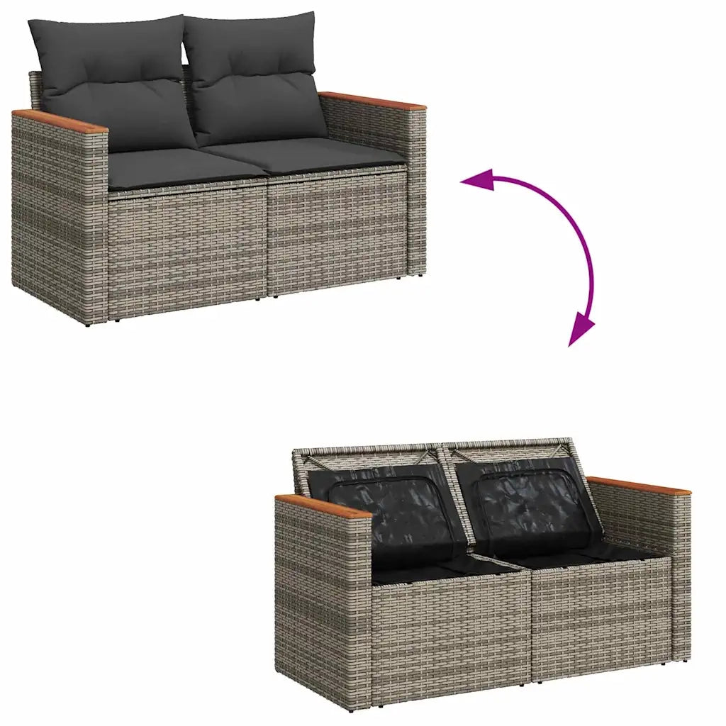 Set Divano da Giardino con cuscino 11 pcs Grigio polyrattan 3364953