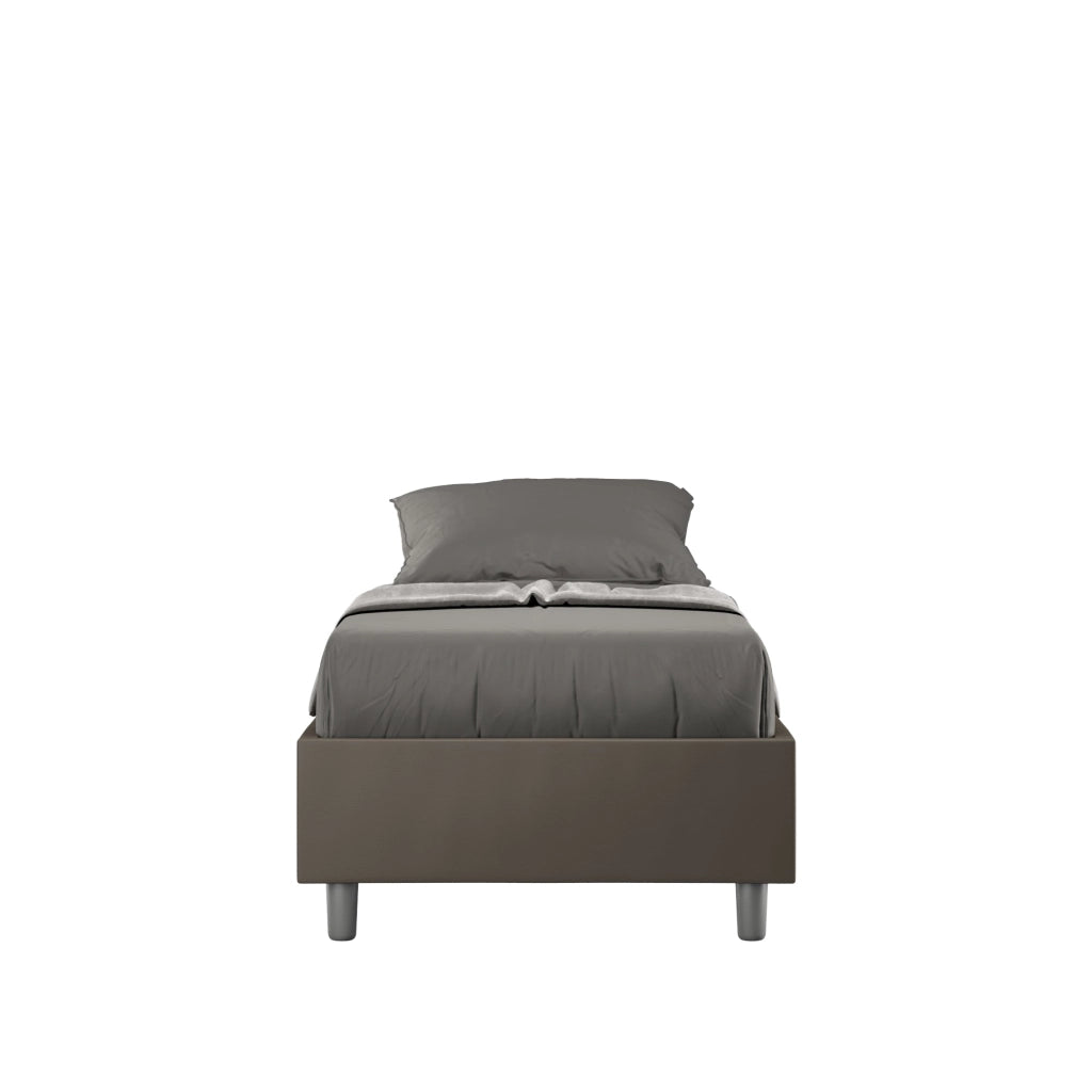 Letto Singolo Sommier 80x190 cm con Rete e Contenitore Azelia Cappuccino
