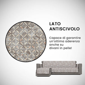 Copridivano con Penisola Sinistra Seduta 290 cm in Poliestere e Cotone Marrone