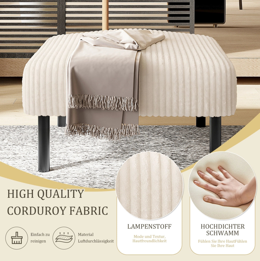 Pouf in corduroy con struttura in metallo; 56 x 51 x 39 cm; beige