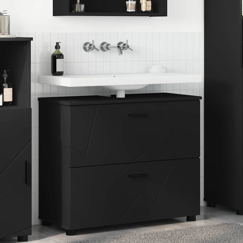 Mobile da Bagno con cassetto con porta Nero 76,5 x 35 x 64 cm 883295