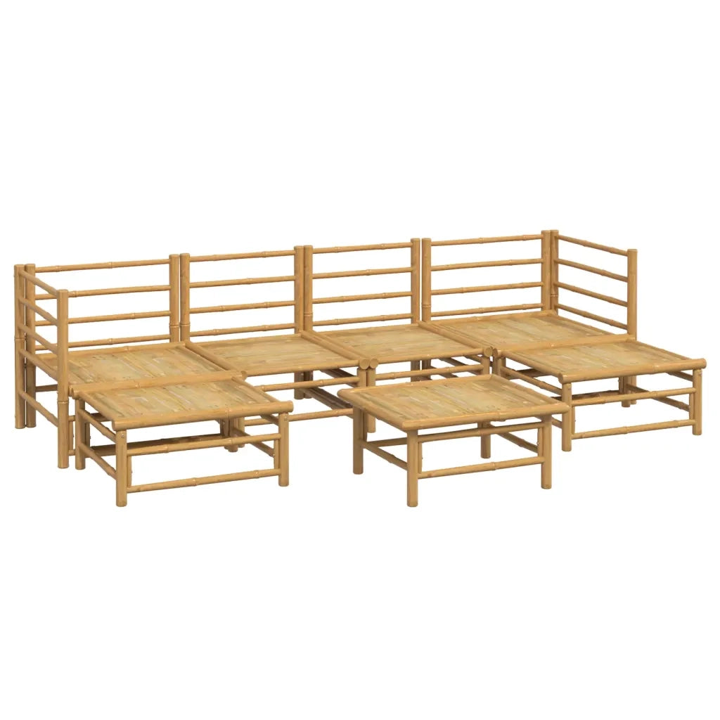 Set Salotto da Giardino 7pz con Cuscini Grigio Chiaro Bambù 3155101