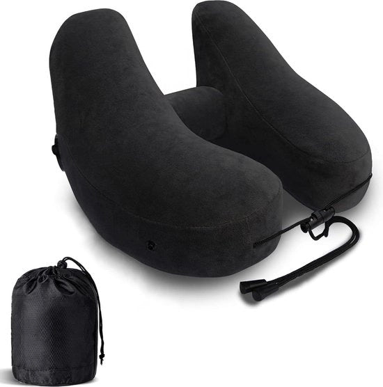 Cuscino di supporto per volo espandibile - cuscino ergonomico per viaggi aerei di lunga durata (nero)