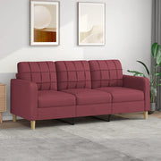 Divano a 3 Posti Rosso Vino 180 cm in Tessuto 359105