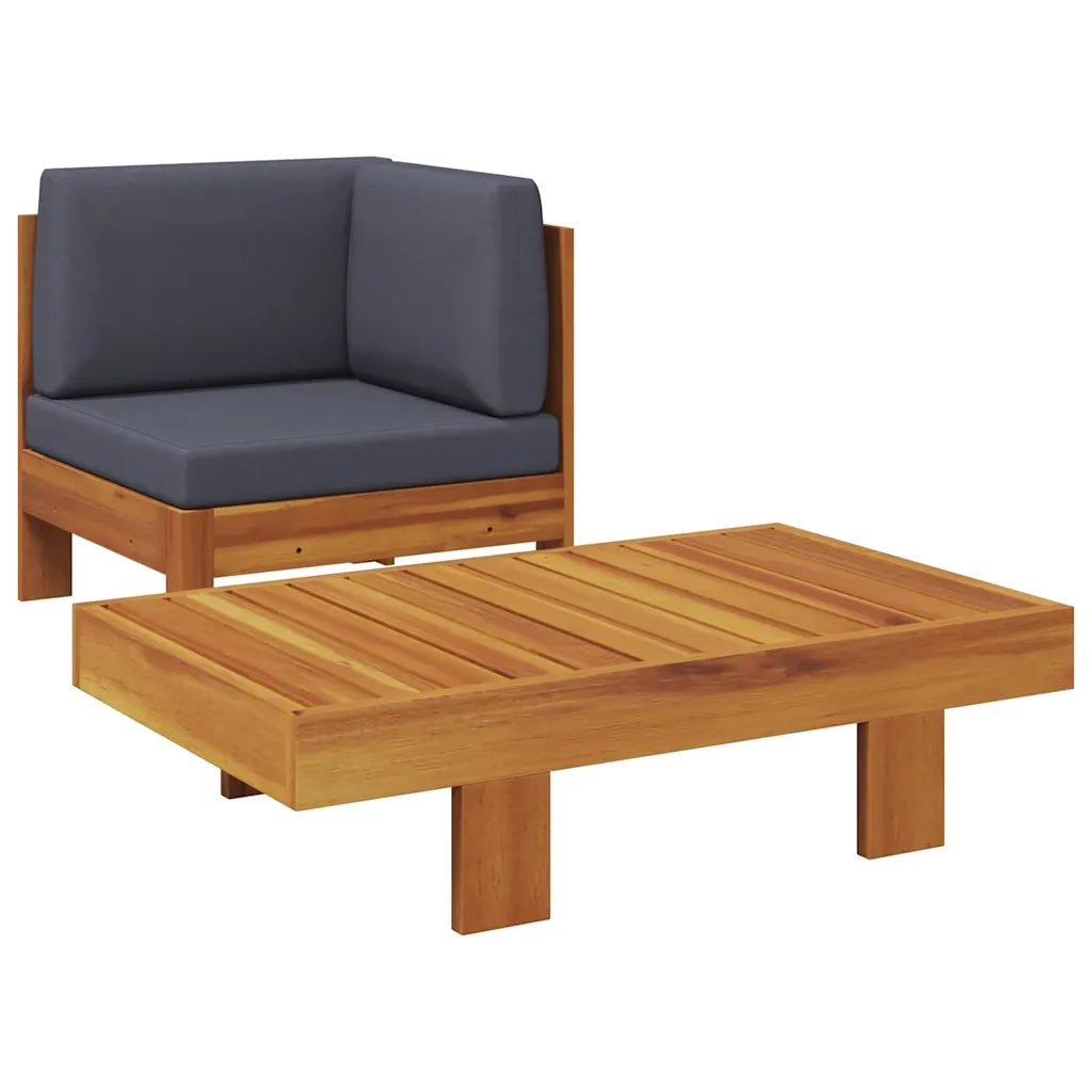 Salotto da Giardino-Set Divani Giardino 2 pz con Cuscini Grigio Scuro Legno Acacia 856738