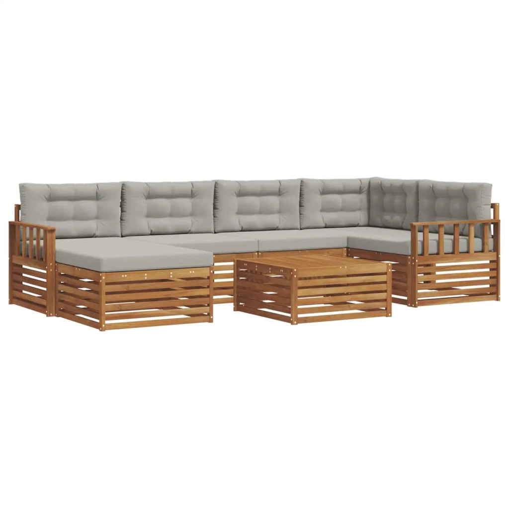 Set di divani da esterno 7 pcs Grigio Naturale e Chiaro