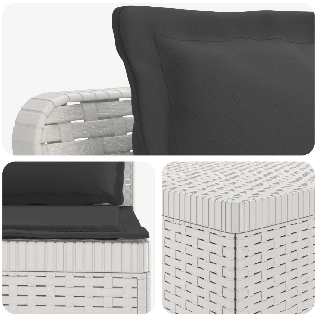 Divano da Giardino 5 Posti con Cuscini Stile Rattan PP Bianco 3444059