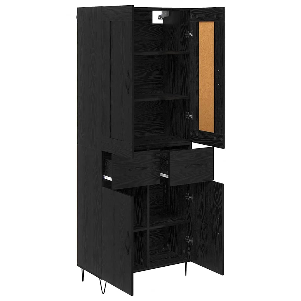 Credenza | Madia | Buffet da pranzo | Armadio da pranzo Rovere Nero 69,5 x 34 x 180 cm Legno multistrato