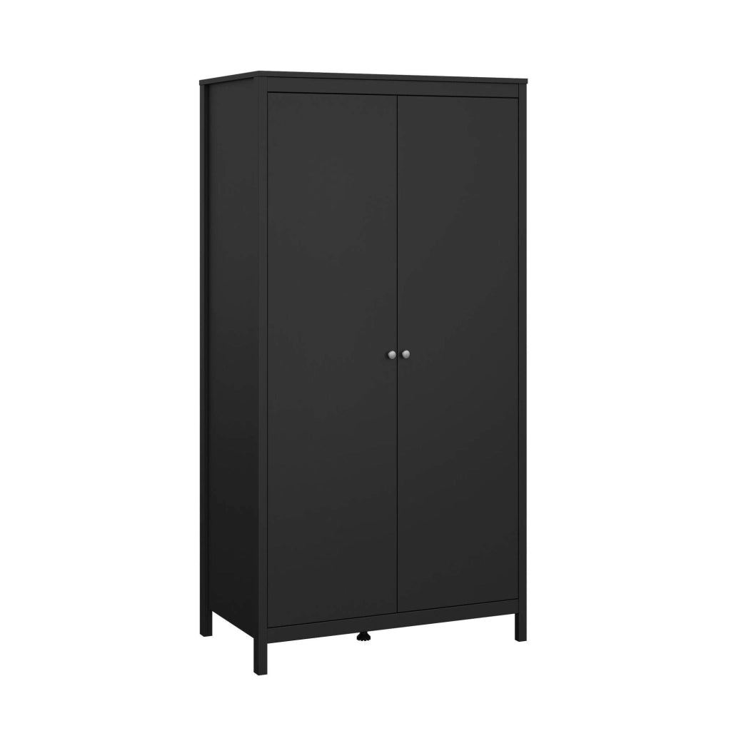 Guardaroba 2 ante Zagabria, Mobile camera da letto, Cabina armadio portabiti, Armadio appendiabiti, 102x58 h199 cm, Nero