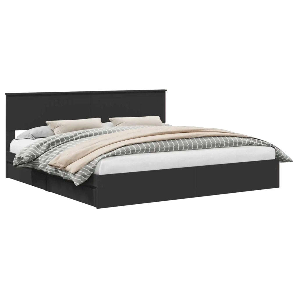 Letto con Contenitore Nero 200 x 200 cm Legno multistrato