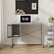 Scrivania Sund in Acciaio con Scomparto Chiuso con Anta 75x100x50 cm Grigio [en.casa]