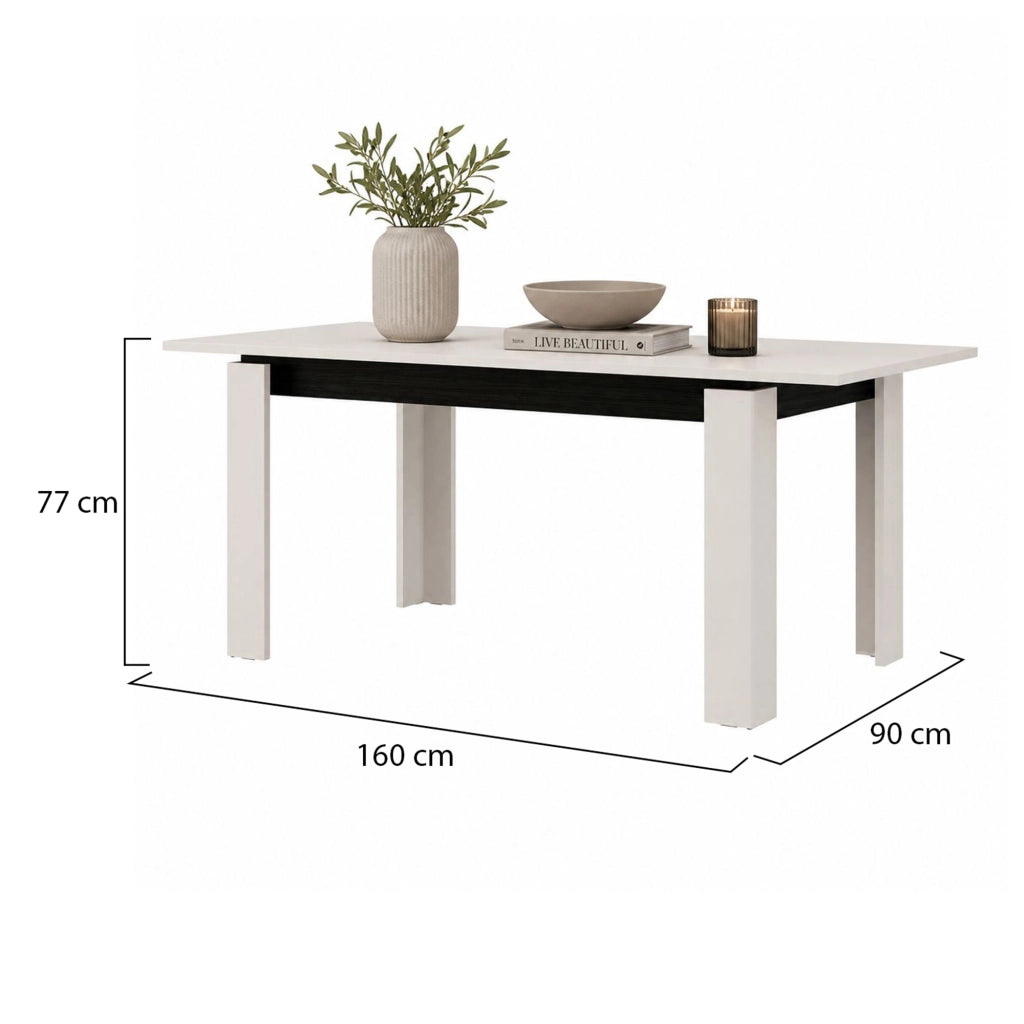 Lajon, Tavolo Allungabile 8 Posti, 160x90x77h cm Bianco Crema