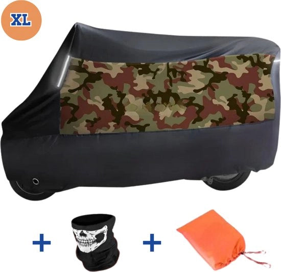 Motorhoes Universale XL per Biciclette - Dimensioni 245 x 105 x 125 cm - Copertura Bicicletta Acquatica per Esterno + Tasca di Carico + Visiere Extra - Camouflage