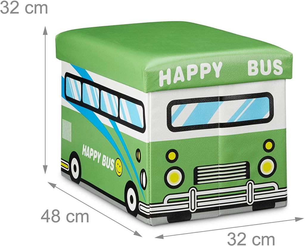 Baule portagiochi sintetico scatola con coperchio pouf pieghevole per bambini verde 13_0000781