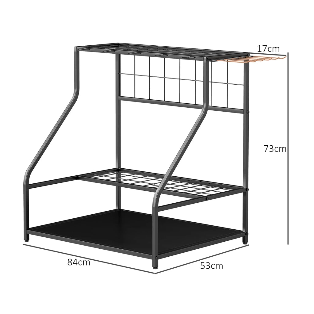 Organiser per attrezzi da giardino 84 x 53 x 73 cm porta 20 attrezzi antiruggine industriale contemporaneo in metallo arancione 21_0005540