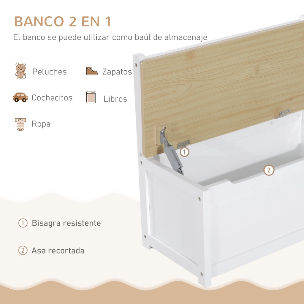 Tavolo bambini con 2 sedie e banco con cassetti ¨C zephmum ¨C bianco e naturale