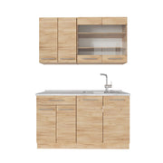 Cucina monoblocco Fame-Line Rovere dorato/Rovere dorato 140 cm, PL Marmo Vicco