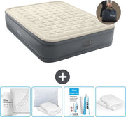 Lettino aeree 2 posti - 152 x 203 x 46 cm - Grigio - Incluso pompa - Cuscino - Set di riparazione e protezione cuscino