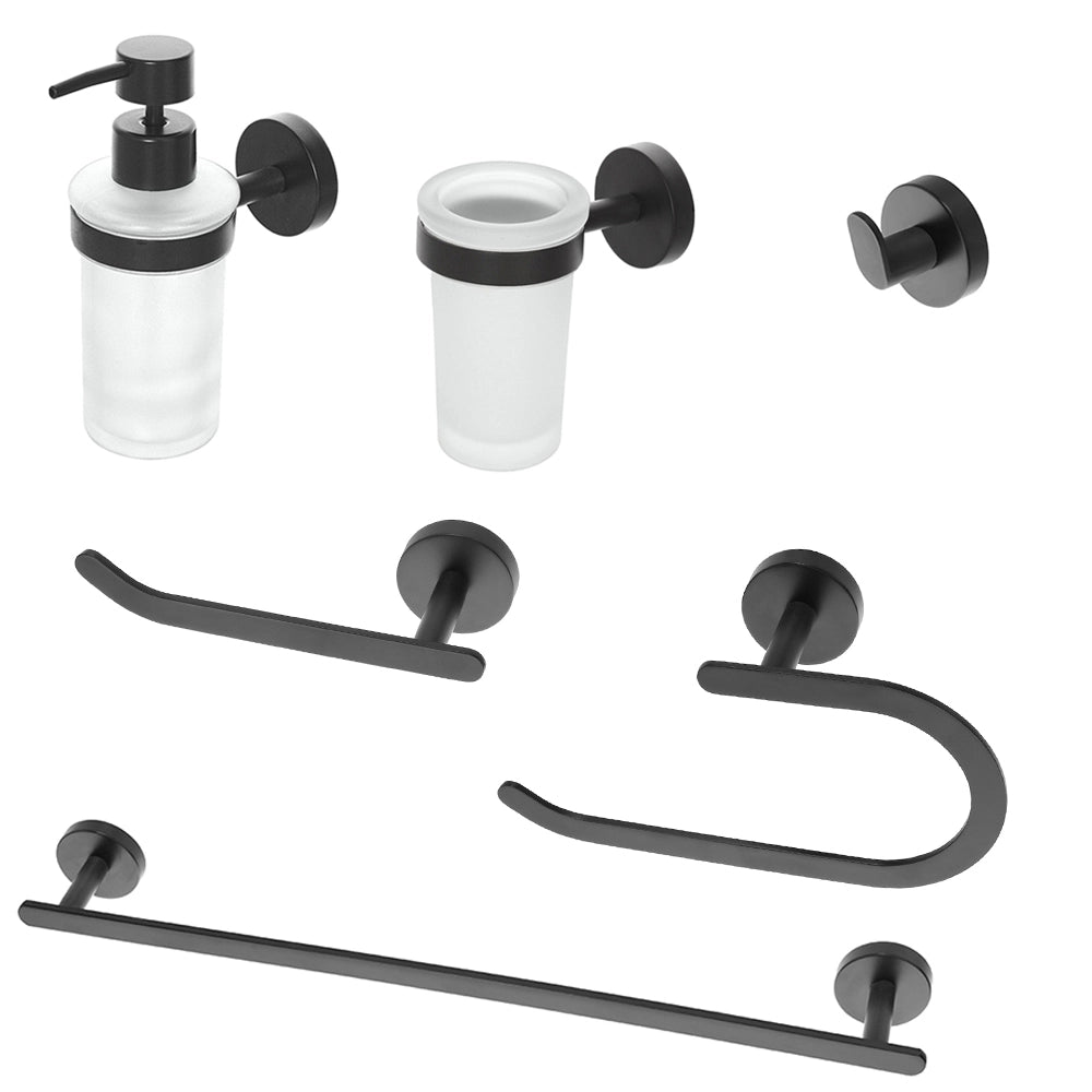Set accessori a muro 6 pezzi in acciaio nero opaco e viti incluse  Chic Black