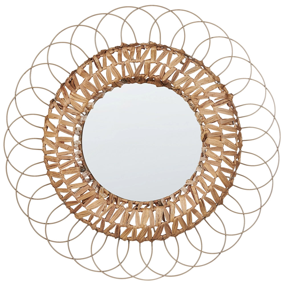 Specchio da parete Naturale Giacinto D'Acqua Acciaio ø 67 cm Decorativo Corridoio Boho