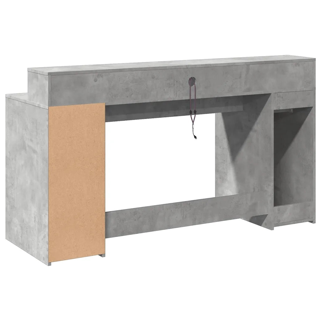 Scrivania con Luci LED Grigio Cemento 160x55x91 cm Multistrato 3309432