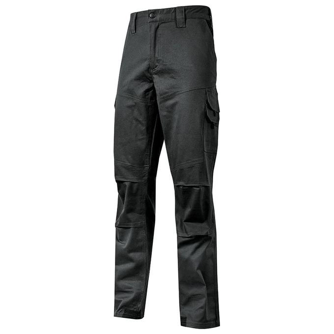 U-Power WST211BC Guapo Pantaloni da Lavoro Uomo Slim Fit Cotone Elasticizzato 98% Spandex 2% Ginocchiera colore Nero Carbone