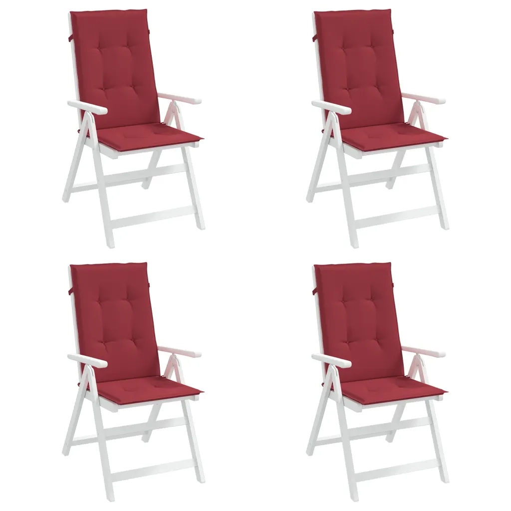 Cuscini per Sedie 4 pz Rosso Vino 120x50x3 cm in Tessuto 314114