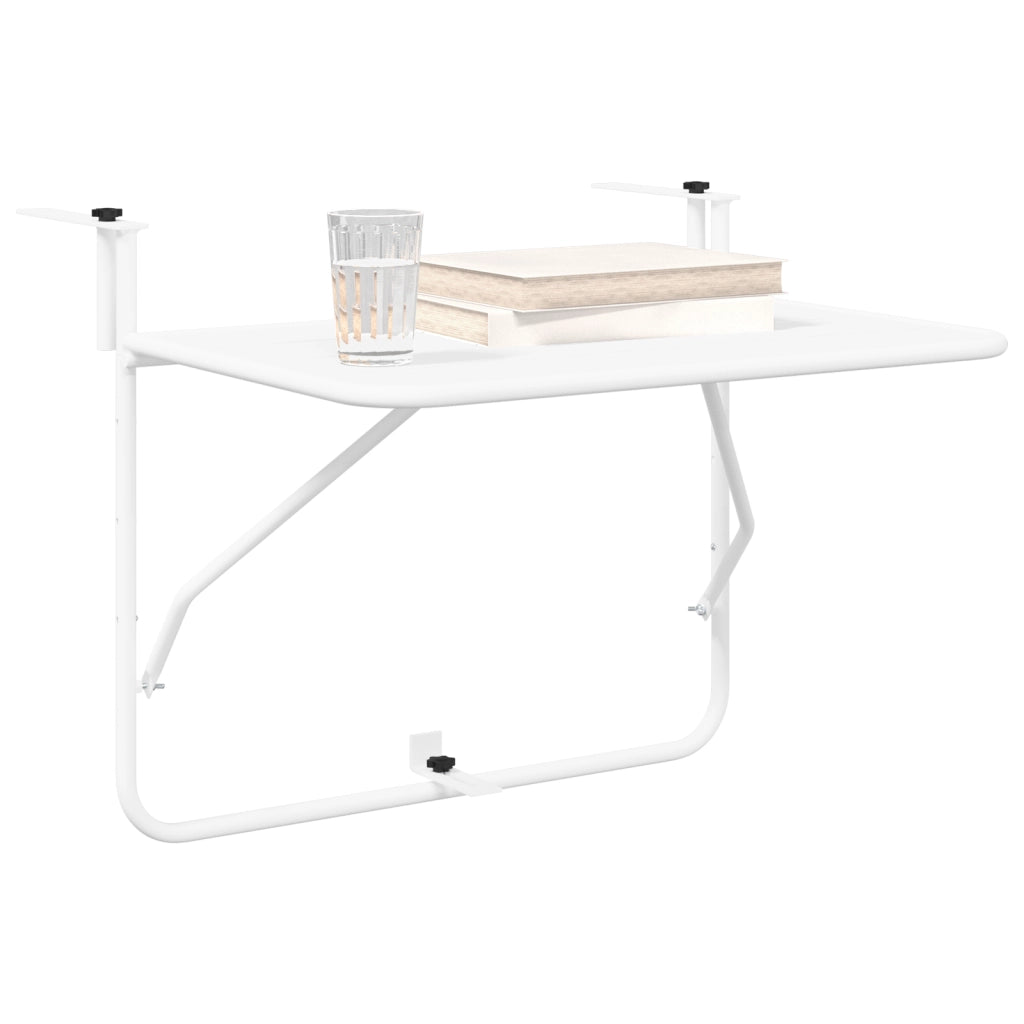 Tavolo da Balcone Pieghevole White 60x40 cm in Acciaio