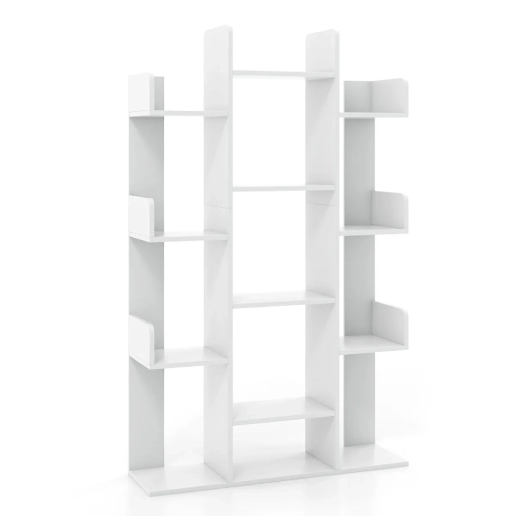 Libreria a forma di albero 86 x 24,5 x 141 cm contenitore stabile e aperto design elegante in legno bianco 20_0015267