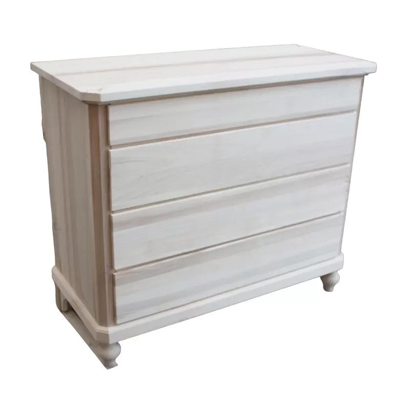 cassettiera classica 4 cassetti legno massello grezzo 119x52x101 (970) - Mobili 2G