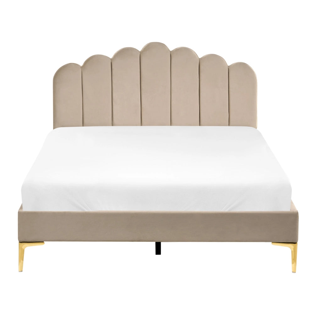 Letto matrimoniale 140 x 200 cm velluto Gambe in metallo tortora con testiera e base a doghe