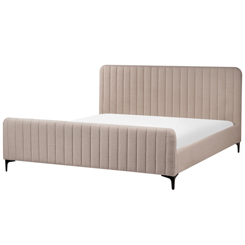 Letto in bouclé tortora UE Matrimoniale 180 x 200 cm Testiera Imbottita con Gambe in metallo Design moderno