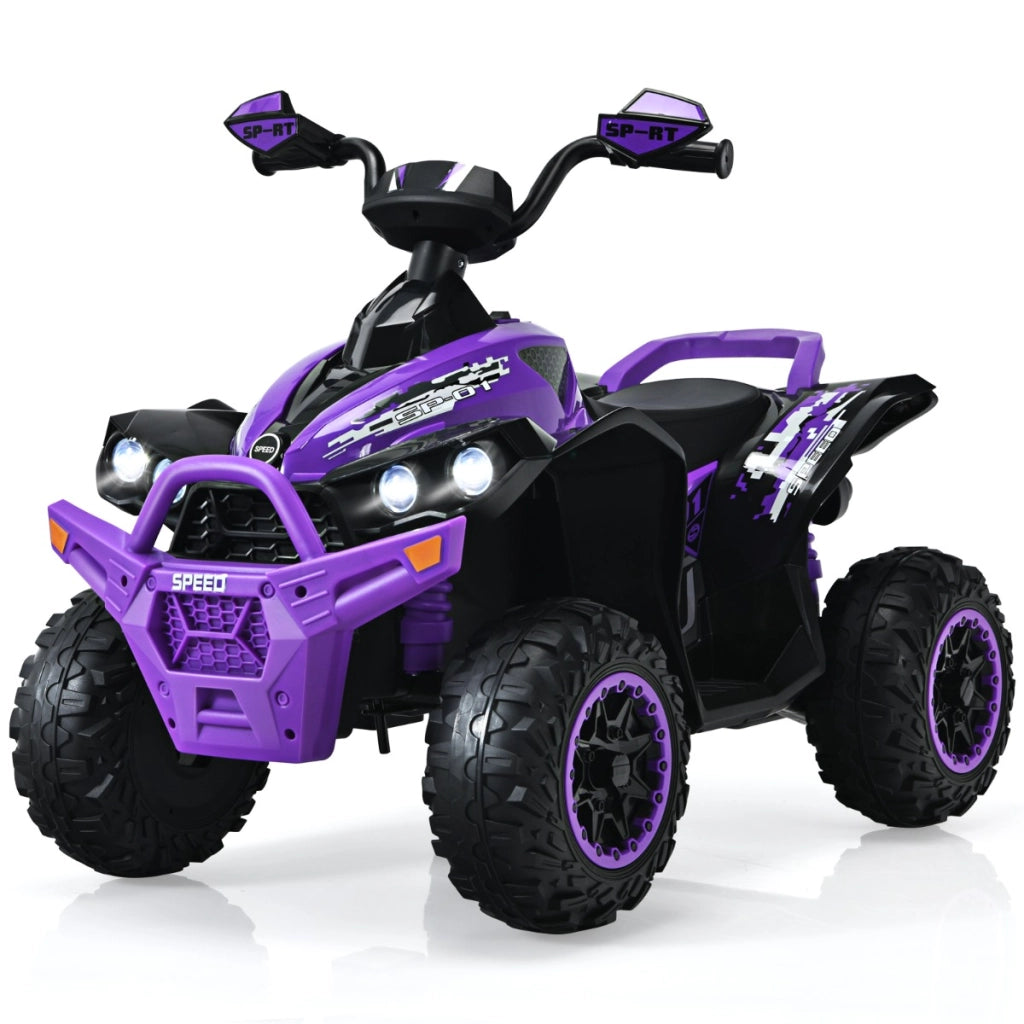 Quad giocattolo 12V alimentato a batteria con luci LED musica e pedale, Quad adatto per bambini 3-8 anni Viola-Macchinine giocattoli