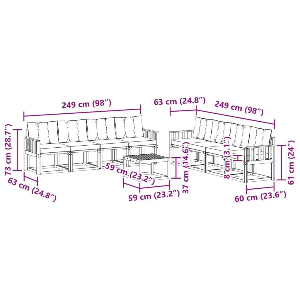 Set di divani da esterno 9 pcs Bianco e Grigio Chiaro 3389329