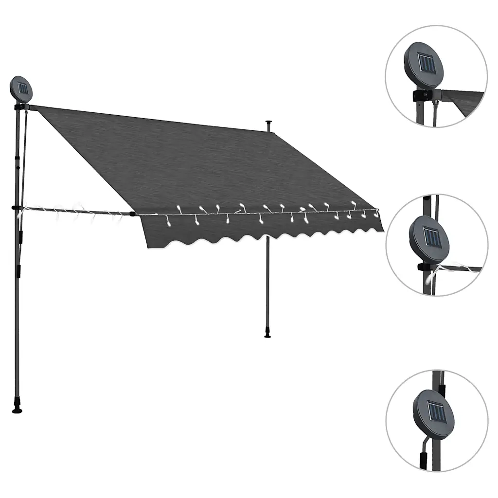 Tenda da Sole | Tenda parasole Retrattile Manuale con LED 300 cm Antracite