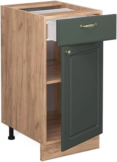 Mobiletto base per cucina Fame-Line, Verde-oro Country House, 40 cm senza piano di lavoro, per la combinazione con altri moduli della serie Fame-Line