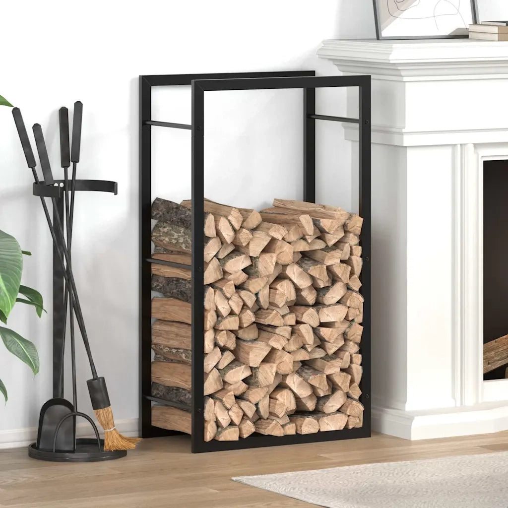 Portalegna Nero Opaco 50x28x94 cm Acciaio 350305