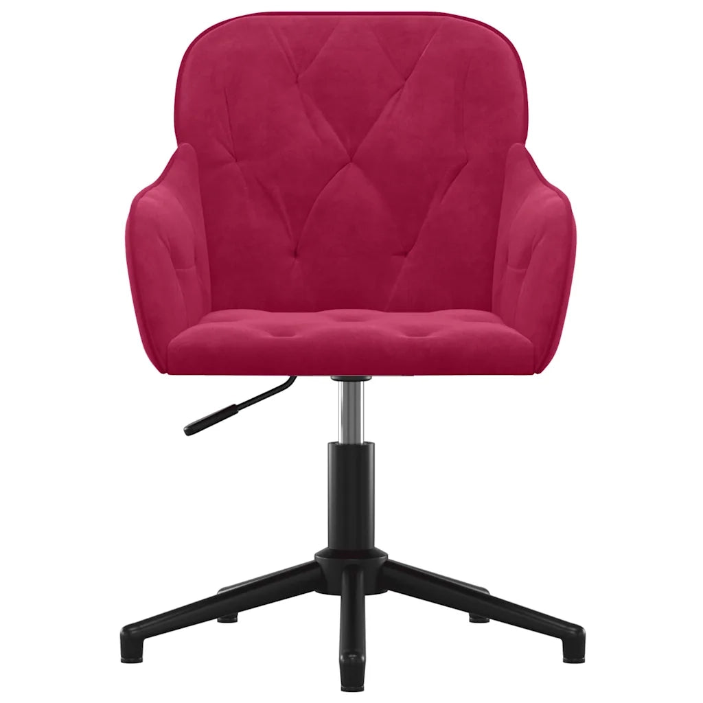 Sedia da Ufficio Girevole Rosso Vino in Velluto