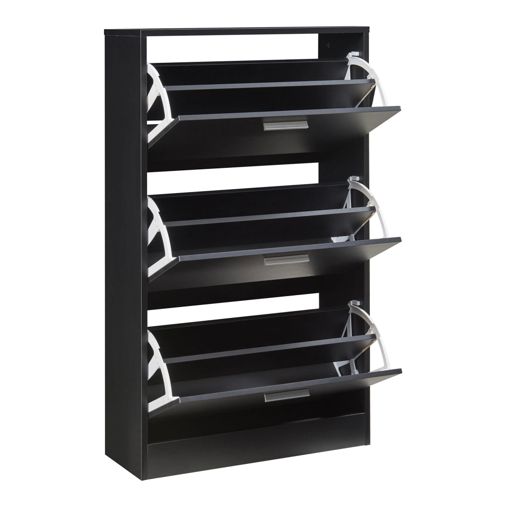 Scarpiera Sykkylven con 3 Contenitori Ribaltabili - Nero [en.casa]