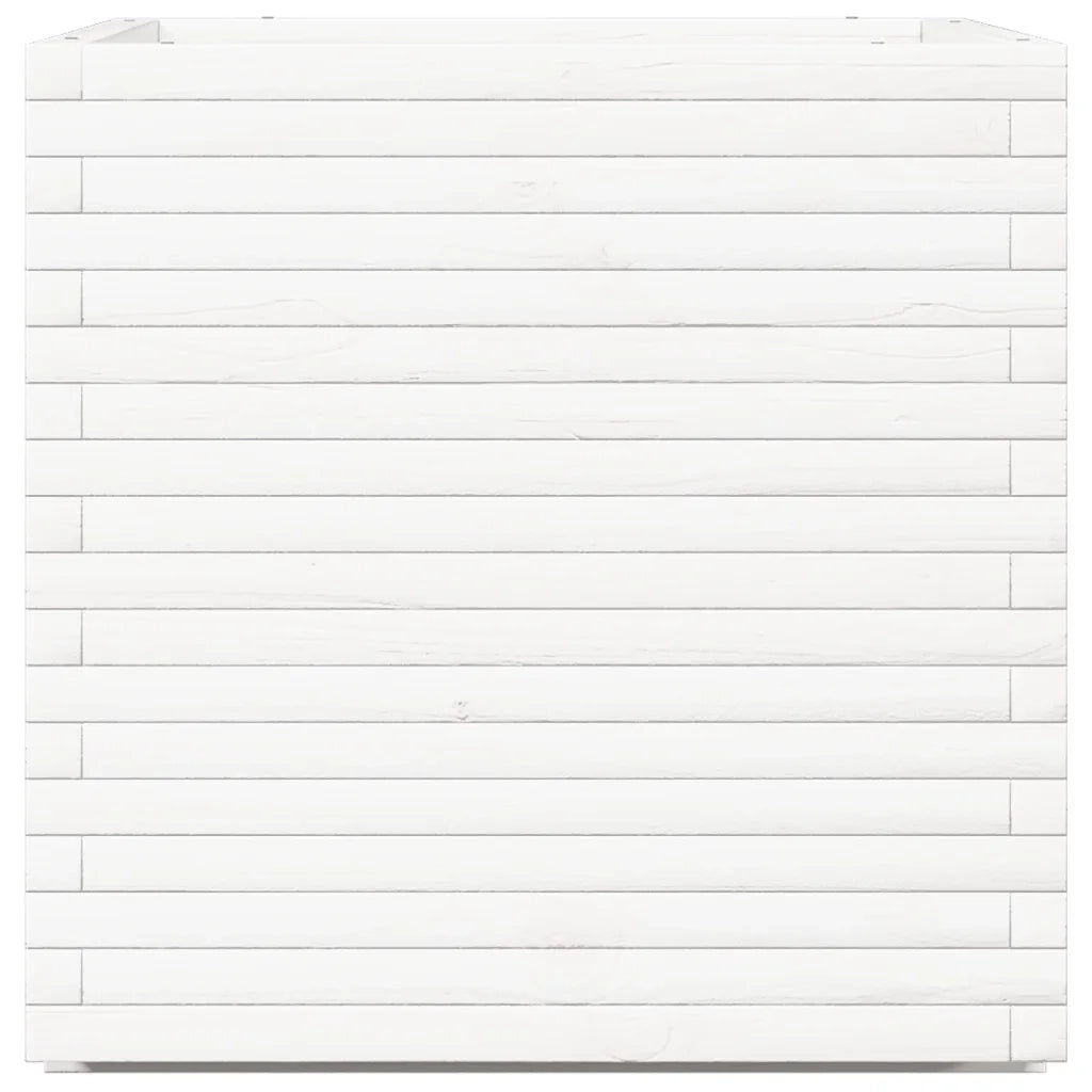 Fioriera da Giardino-Vaso da Esterno Bianca 70x70x72 cm Legno Massello di Pino