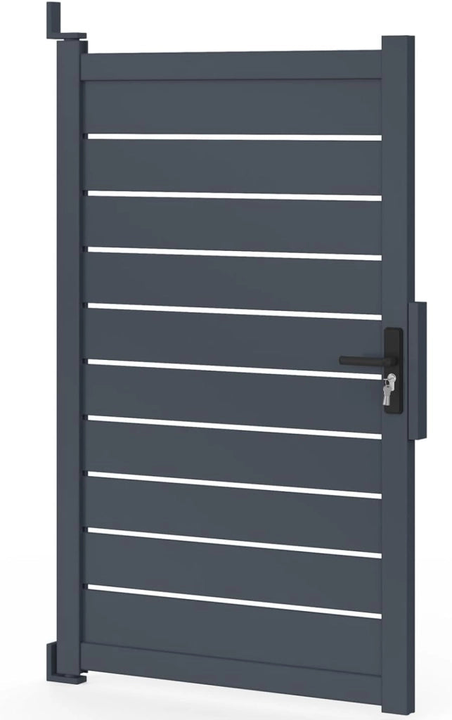 Porta a battente 100x160 cm in alluminio forato grigio antracite