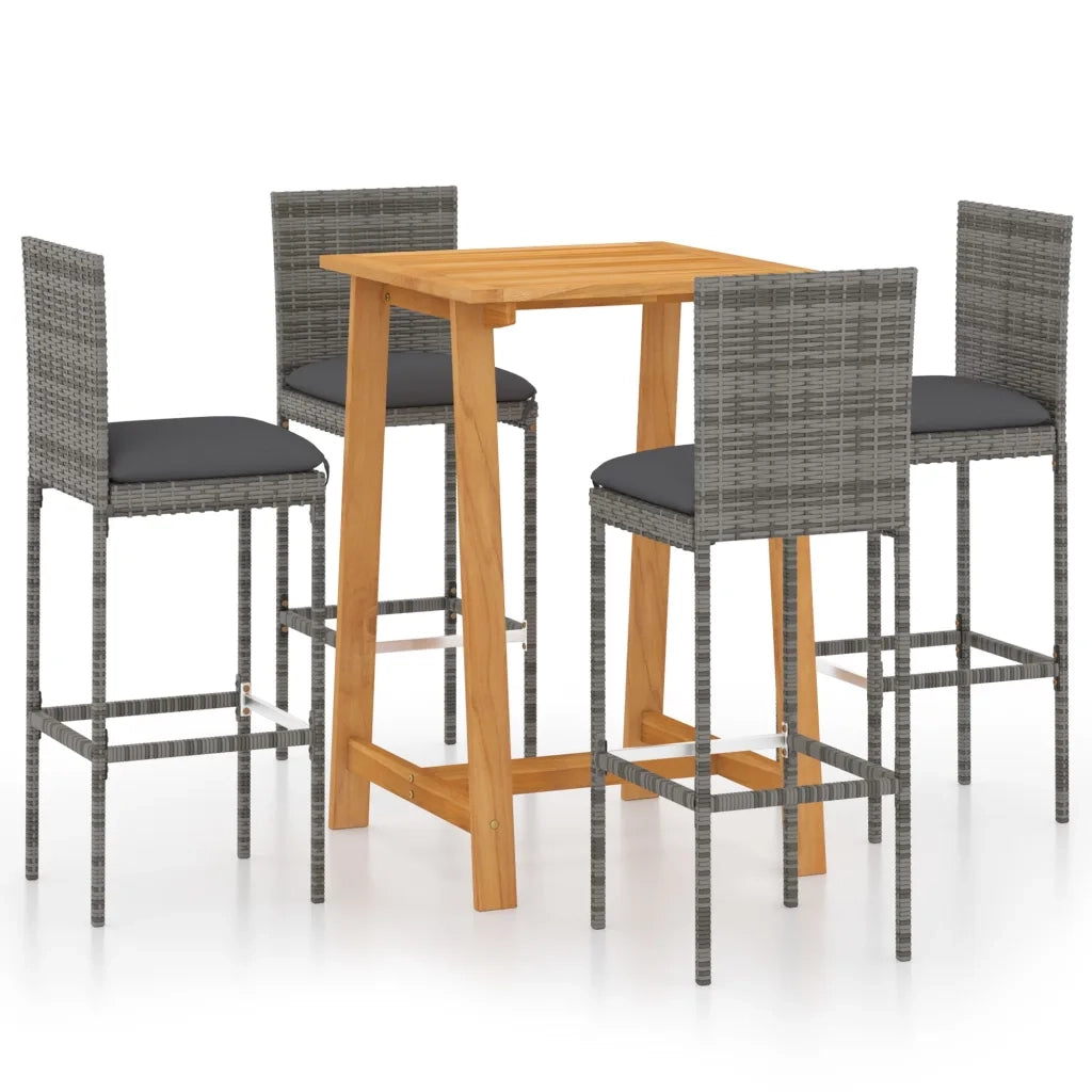 Set da Bar da Giardino 5pz con Cuscini Grigio cod mxl 37247