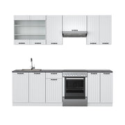 Cucina componibile Fame-Line Bianco rustico/Bianco 240 cm, PL Antracite Vicco
