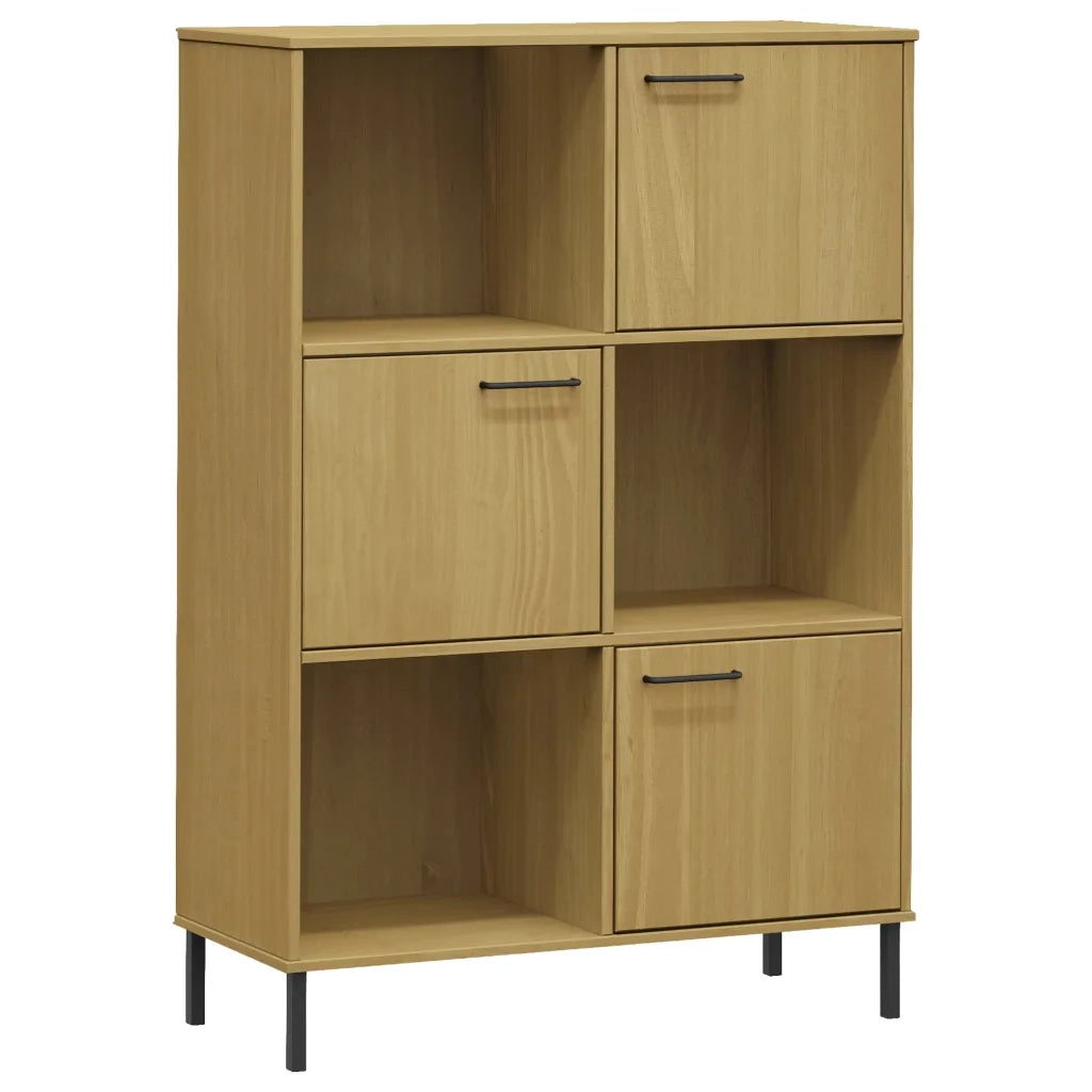 Libreria con Gambe-Scaffale per Libri-Mobile di Stoccaggio Metallo Marrone 90x35x128,5 cm Massello OSLO