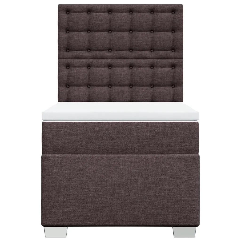 Giroletto a Molle con Materasso Marrone Scuro 100x200cm Tessuto