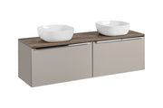Set mobili bagno 160 cm con piano e 2 lavabi da appoggio Smile Santa Fe Taupe 160 cm