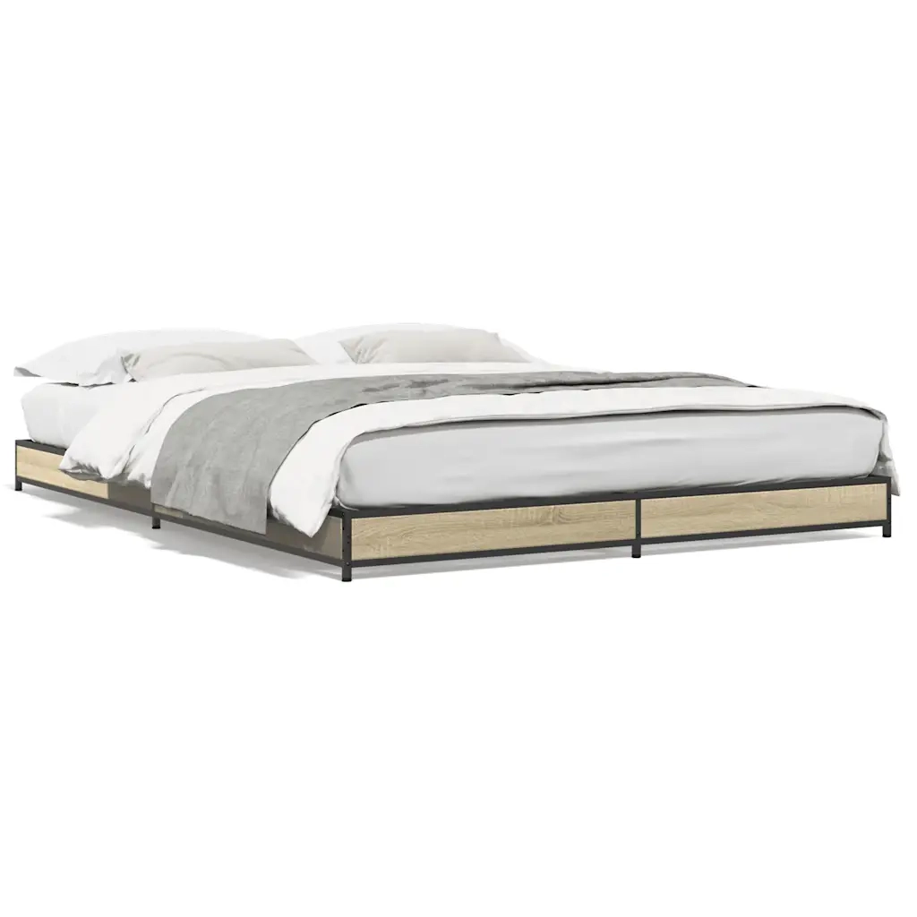 Giroletto-Struttura Letto Rovere Sonoma 120x200 cm in Legno Multistrato Metallo 151848