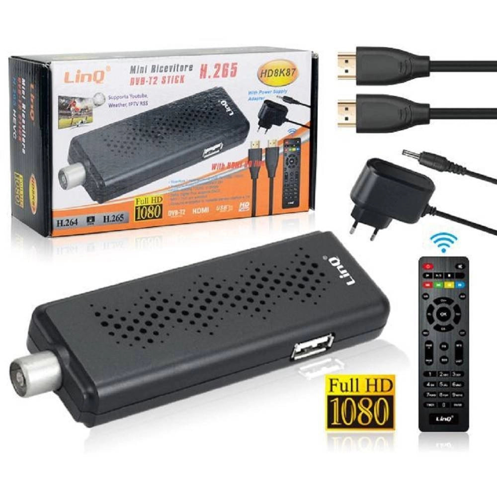 Trade Shop - Mini Decoder Digitale Terrestre Dvb-t2 Dongle Stick Hdmi Hevc H.265 1080p Hd8k87 -