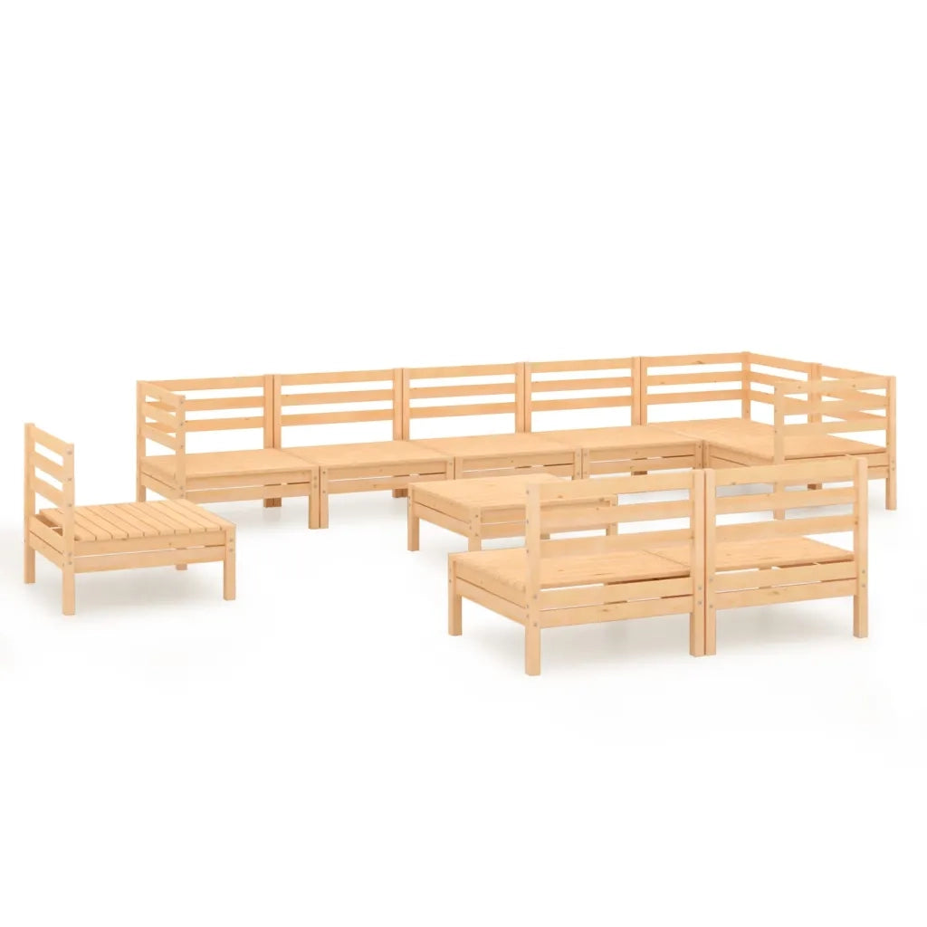 Set Divani da Giardino 10 pz in Legno Massello di Pino cod mxl 36597