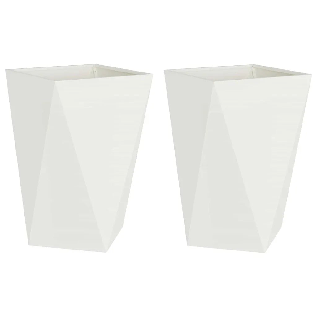 Fioriera 2 pz-Set di 2 Vaso-Contenitore per Piante Bianco 50 x 50 x 75 cm Acciaio